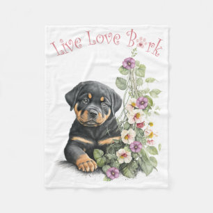 Rottweiler Dog Mum Floral Fleece Blanket