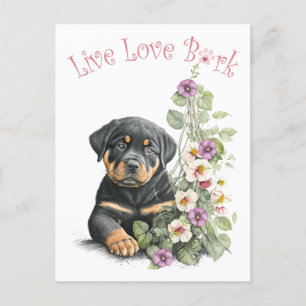 Rottweiler Dog Mum Floral Postcard
