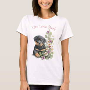 Rottweiler Dog Mum Floral T-Shirt