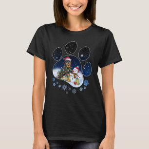 Rottweiler Dog Paw Christmas Snowman Xmas Lights T-Shirt