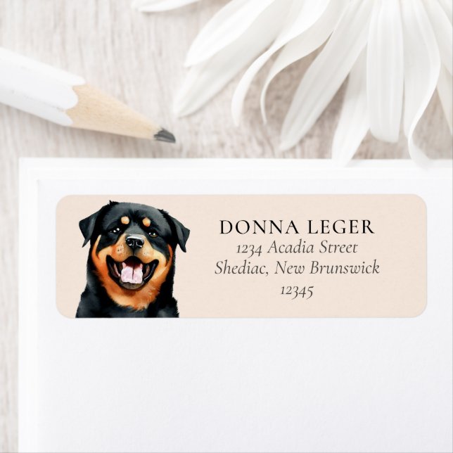 Rottweiler Dog Personalised Address Return Address Label (Insitu)