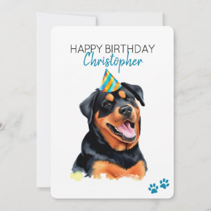 Rottweiler Dog Personalised Happy Birthday Card