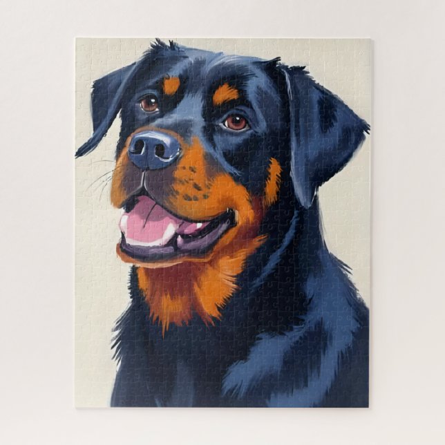 Rottweiler Dog Pet Painting Watercolor Jigsaw Puzzle (Vertical)