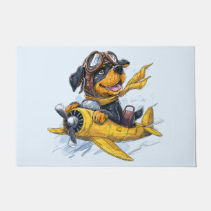 Rottweiler Dog Pilot Aeroplane Doormat