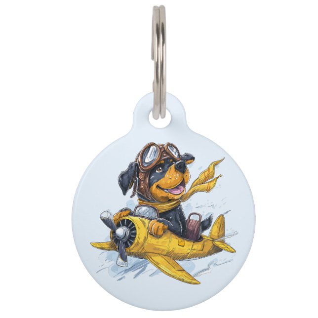 Rottweiler Dog Pilot Aeroplane Pet Tag (Front)