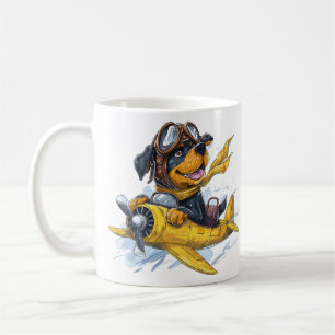 Rottweiler Dog Pilot Airplane Coffee Mug
