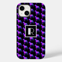 Rottweiler Dog Pink Blue Silhouette Mono Black