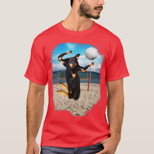 Rottweiler Dog Playing Beach Volleyball T-Shirt