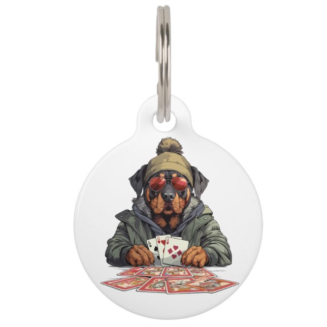 Rottweiler Dog Playing Cards Pet Tag (Front)
