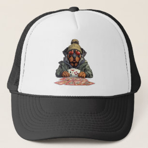 Rottweiler Dog Playing Cards Trucker Hat