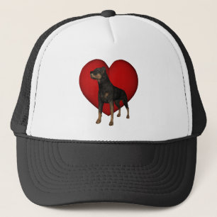 Rottweiler Dog Red Heart Hat