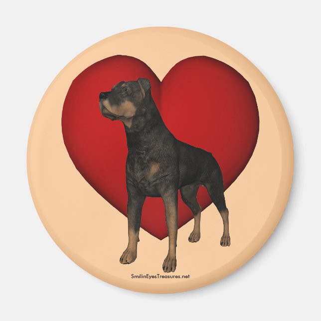 Rottweiler Dog Red Heart Magnet (Front)