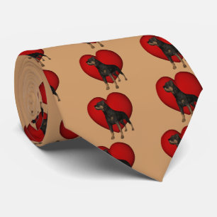 Rottweiler Dog Red Heart Tie