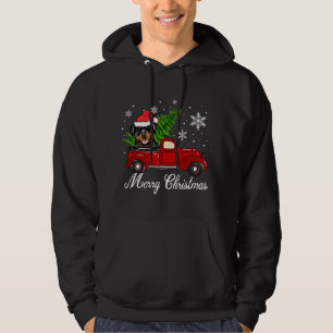 Rottweiler Dog Riding Red Truck Christmas Decorati Hoodie