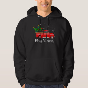 Rottweiler Dog Riding Red Truck Christmas Hoodie
