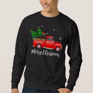 Rottweiler Dog Riding Red Truck Christmas Sweatshirt