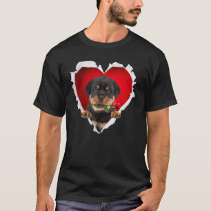 Rottweiler Dog Rose Heart Valentines Day Couple Me T-Shirt