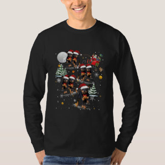 Rottweiler Dog Santa Claus Moon Funny Christmas T-Shirt