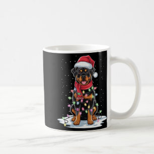 Rottweiler Dog Santa Hat Christmas Tree Light Xmas Coffee Mug