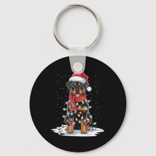 Rottweiler Dog Santa Hat Christmas Tree Light Xmas Key Ring