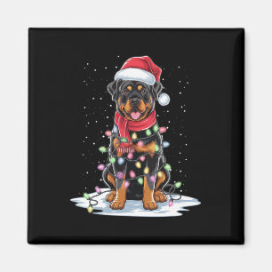 Rottweiler Dog Santa Hat Christmas Tree Light Xmas Magnet