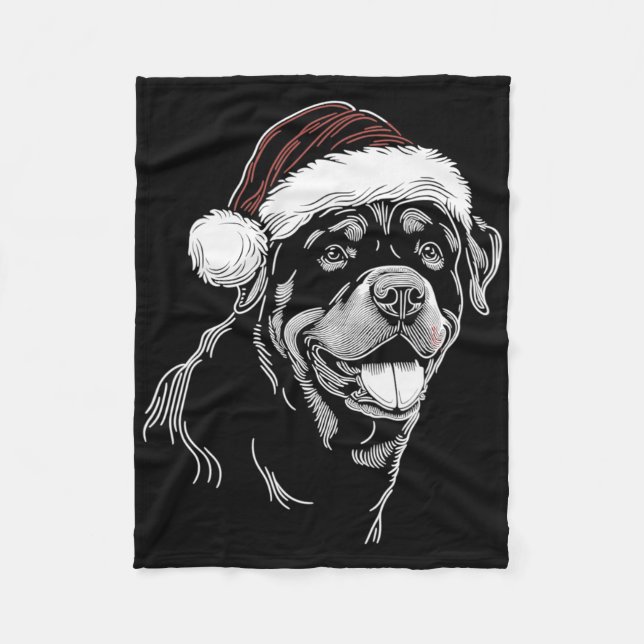 Rottweiler Dog Santa Hat Christmas Xmas Pajama  Fleece Blanket (Front)