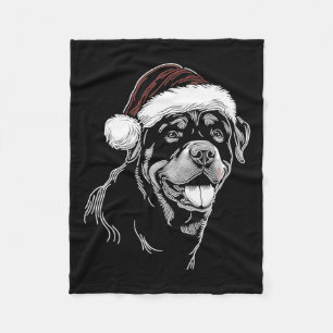 Rottweiler Dog Santa Hat Christmas Xmas Pajama Fleece Blanket