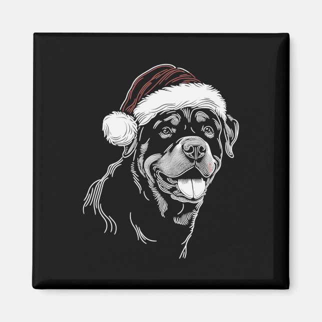 Rottweiler Dog Santa Hat Christmas Xmas Pajama  Magnet (Front)