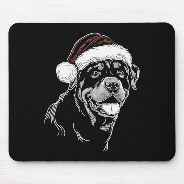 Rottweiler Dog Santa Hat Christmas Xmas Pajama  Mouse Pad (Front)