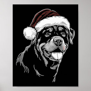 Rottweiler Dog Santa Hat Christmas Xmas Pajama Poster