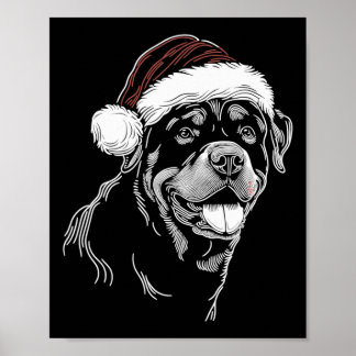 Rottweiler Dog Santa Hat Christmas Xmas Pajama  Poster