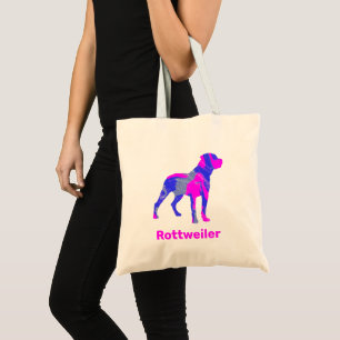 Rottweiler Dog Silhouette Crazy Hot Pink and Blue Tote Bag