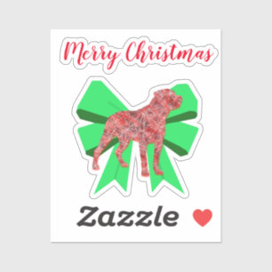 Rottweiler Dog Silhouette Green Bow Vinyl Sticker