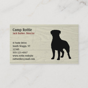 Rottweiler Dog Silhouette Rustic Style Rottie Dog Business Card