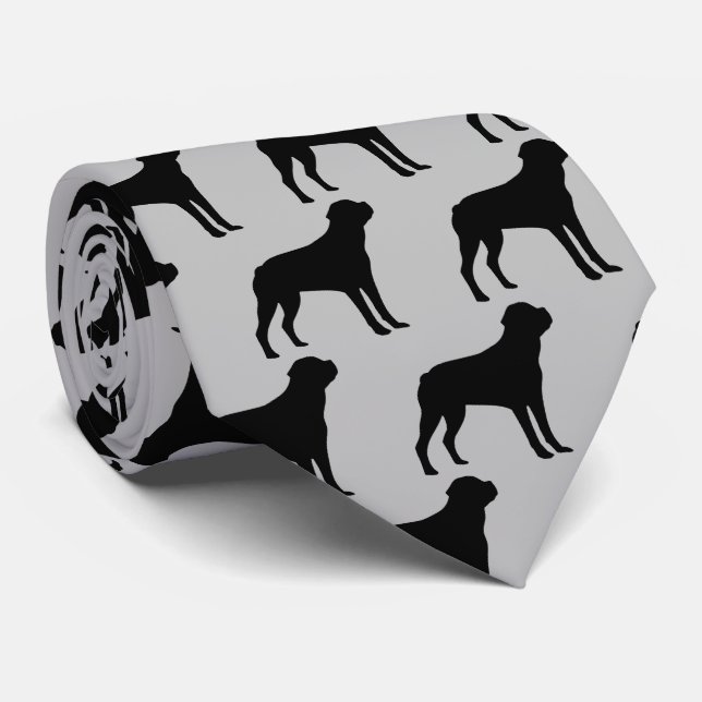 Rottweiler Dog Silhouette Tie (Rolled)