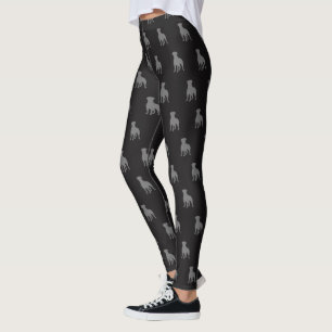 Rottweiler Dog Silhouettes Black and Grey Pattern Leggings