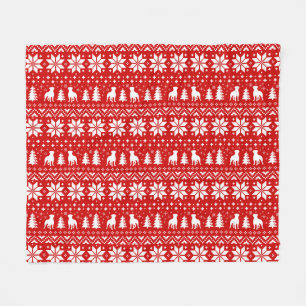 Rottweiler Dog Silhouettes Cute Christmas Holiday Fleece Blanket