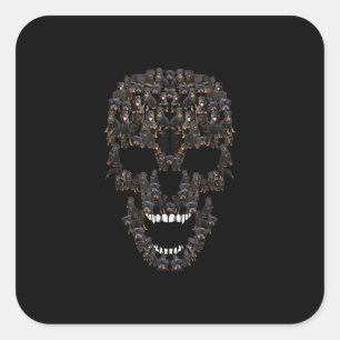 rottweiler dog skull  halloween costume dog lovers square sticker