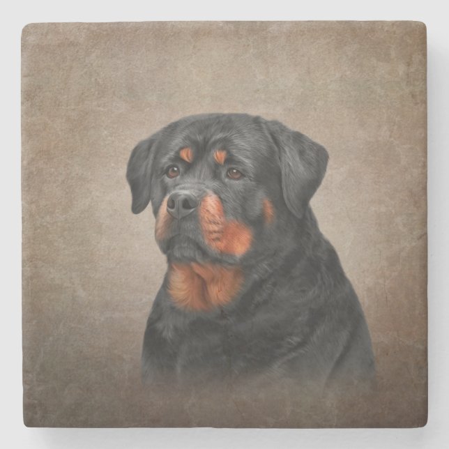 Rottweiler dog stone coaster (Front)