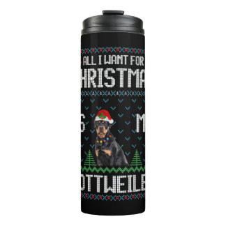 Rottweiler Dog Ugly Christmas Sweater Thermal Tumbler