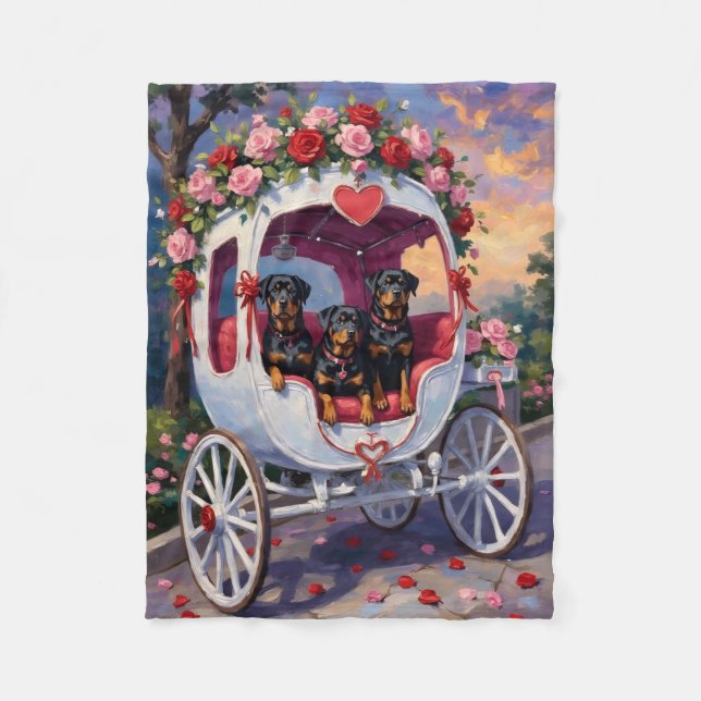 Rottweiler Dog Valentine's Day Fleece Blanket (Front)