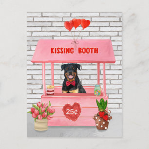 Rottweiler Dog Valentine's Day Kissing Booth Postcard