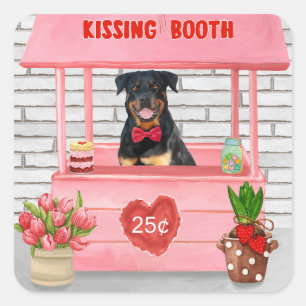 Rottweiler Dog Valentine's Day Kissing Booth Square Sticker