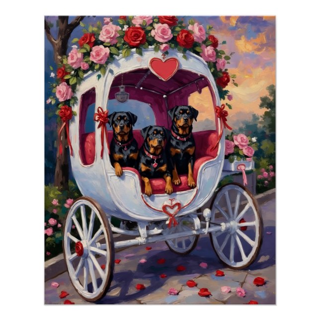 Rottweiler Dog Valentine's Day Poster (Front)