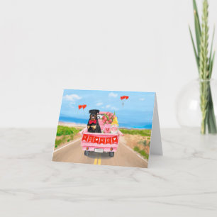 Rottweiler Dog Valentine's Day Truck Hearts Card