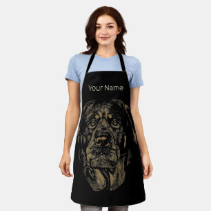 Rottweiler Dog Vintage Portrait Rottie Design Apron