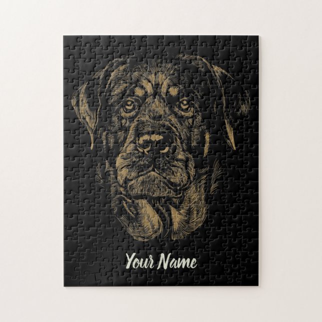 Rottweiler Dog Vintage Portrait Rottie Design Jigsaw Puzzle (Vertical)
