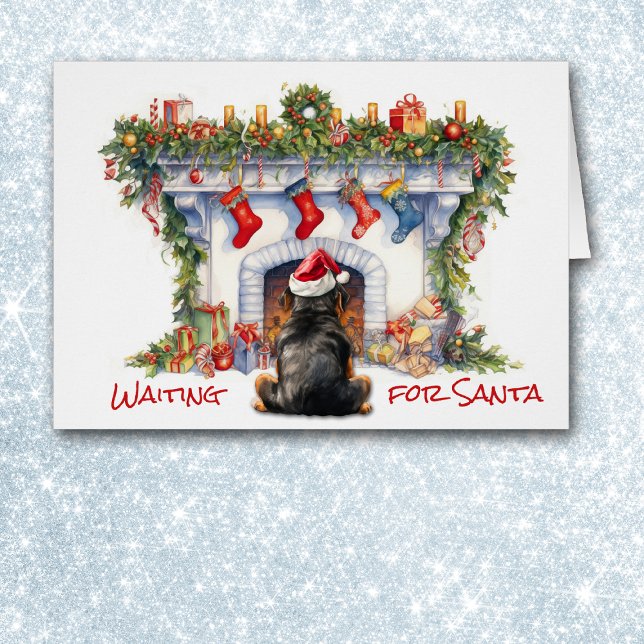 Rottweiler Dog Wait for Santa Christmas Fireplace (Creator Uploaded)