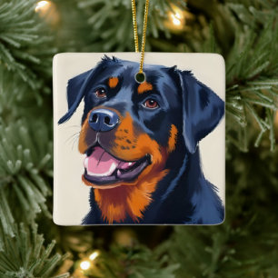 Rottweiler   Dog Watercolor Pet Painting Ceramic Ornament
