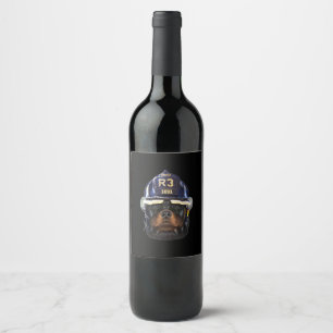 rottweiler dog wearing firefighter helmet premium wine label